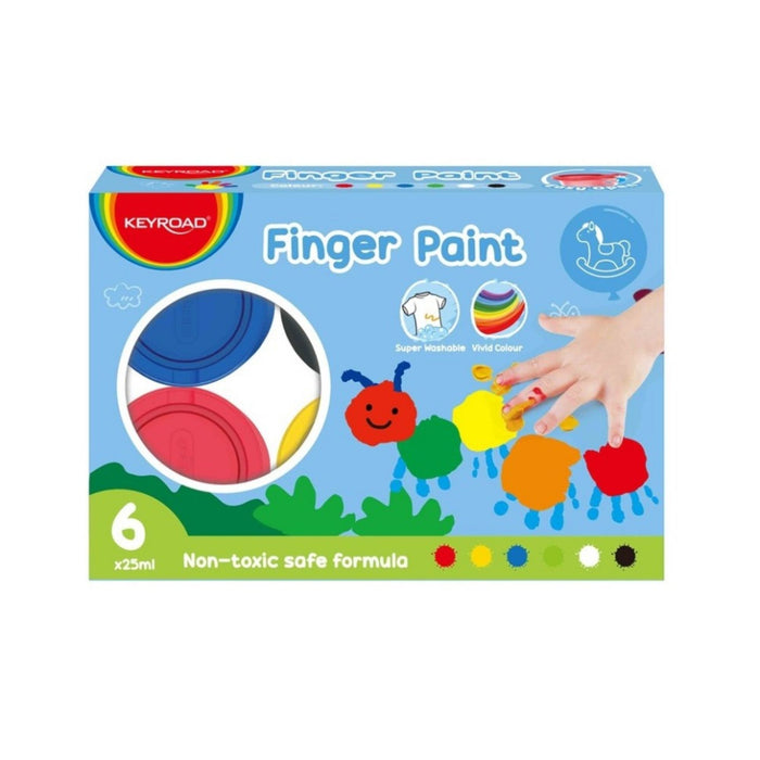 Pintura Al Dedo Keyroad Caja X 6 Colores Potes X 25 Ml