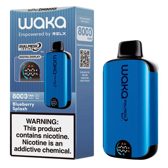 Waka dual mesh blueberry splash vape 3% nicotina 8000 puff — Amarket