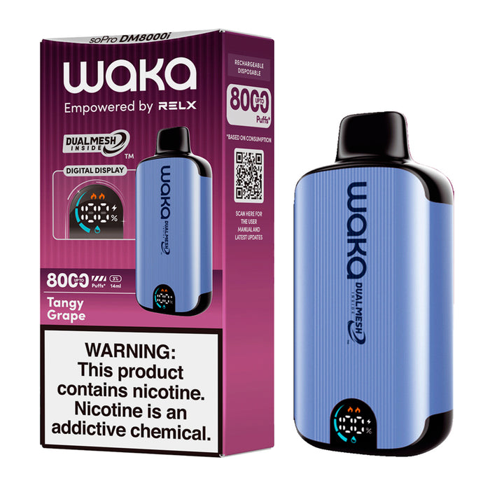 Waka Dual Mesh Tangy Grape Vape 3 Nicotina 8000 Puff