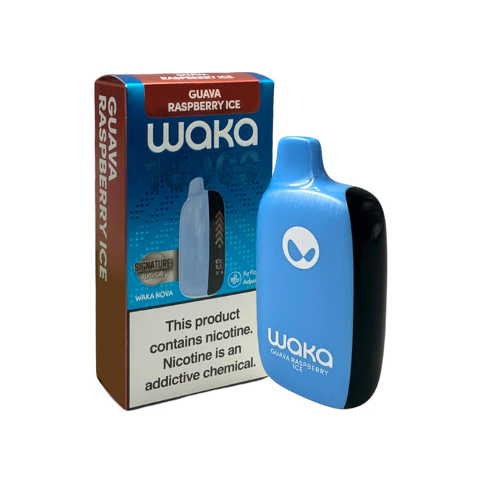 Vape Waka Nova Raspberry Ice 16000 Puff 5% Nic.