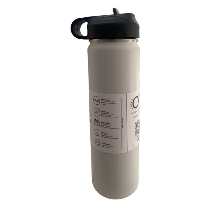 Termo Con Tapa Bombilla Chill On Blanco Hueso X 650Ml