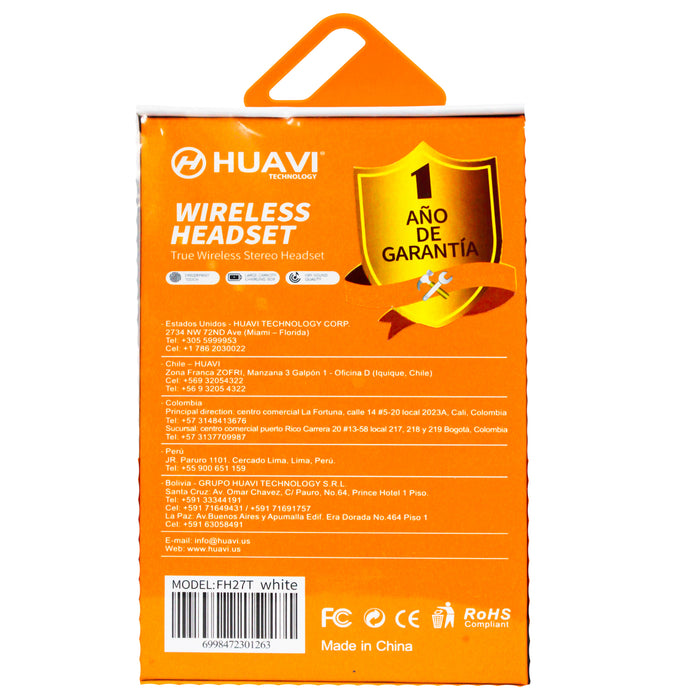Huavi Fh27t Audifono Bluetooth Blanco