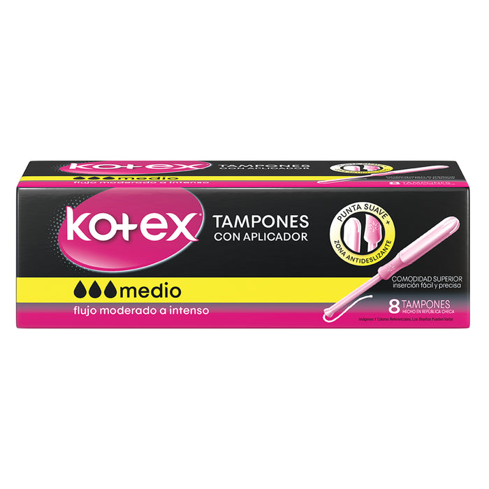 Kotex Tampones Con Aplicador Tamaño Medio X 8 Unidades