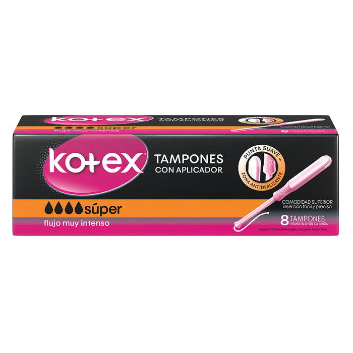 Kotex Tampones Con Aplicador Tamaño Super X 8 Unidades