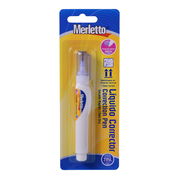 Corrector Líquido Merletto Tipo Bolígrafo X 7Ml
