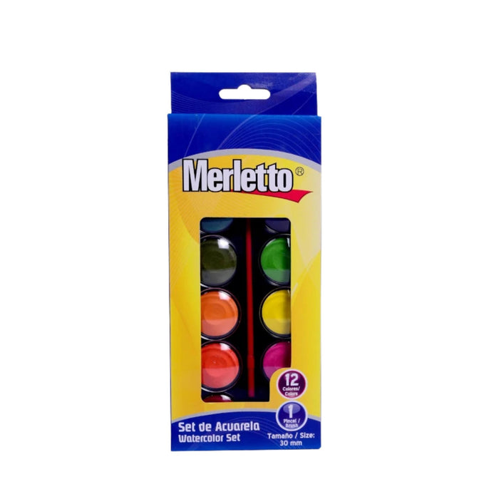 Merletto Acuarela 12 Colores Y Pincel Gratis