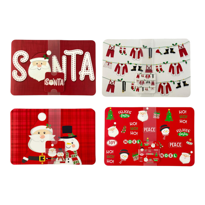 Individual Con Portavasos Santini Set Mix Xmas Rojo 8 Piezas 42 X 27.5Cm