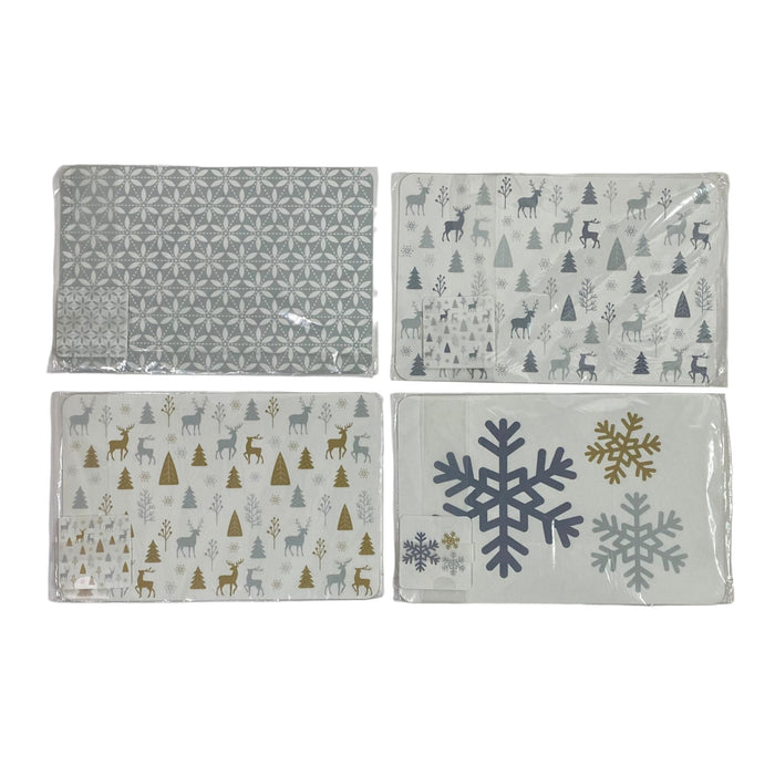 Individual Santini Con Portavasos Mix Xmas Silver Set 8 Piezas 42X27.5X0cm