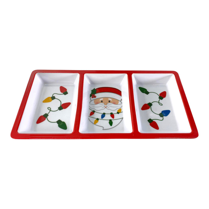 Bandeja Santini Rectangular Con 3 Divisiones Xmas 30.5Cm