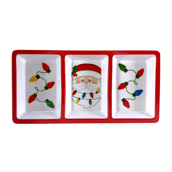 Bandeja Santini Rectangular Con 3 Divisiones Xmas 30.5Cm