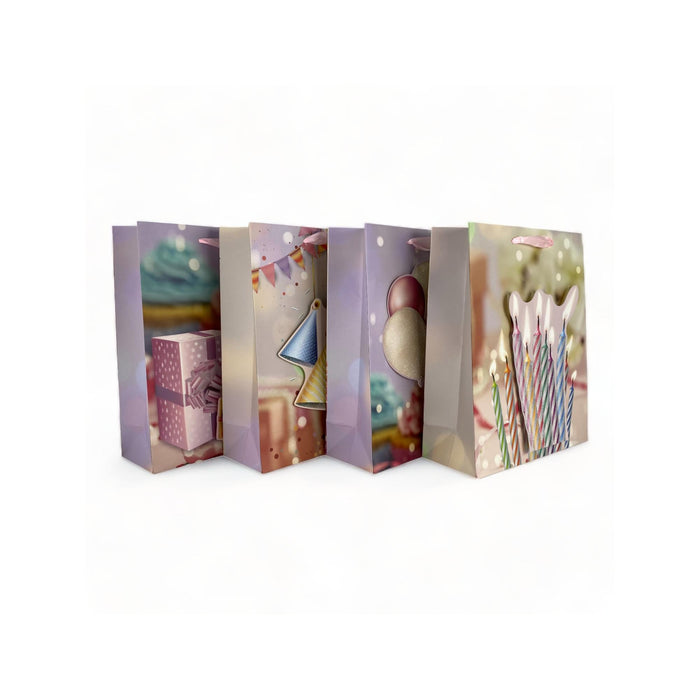 Bolsa De Regalo Merletto Cumpleaños Glitter 3D Tamaño S