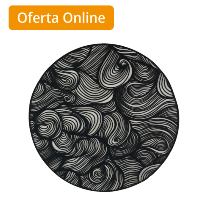 Individual Redondo Concepts Life Negro Con Ondas 38X38cm