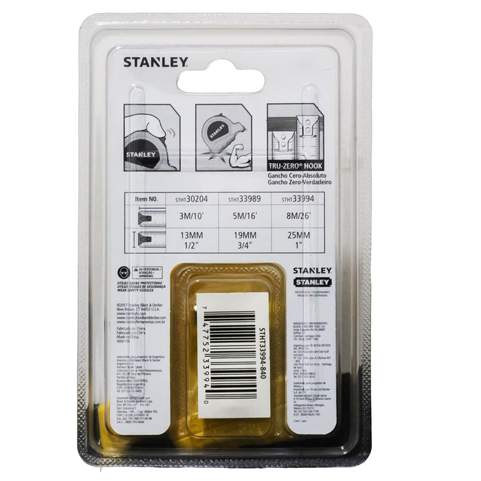 Stanley Flexometro Estandar 8M 26Ft X 25Mm