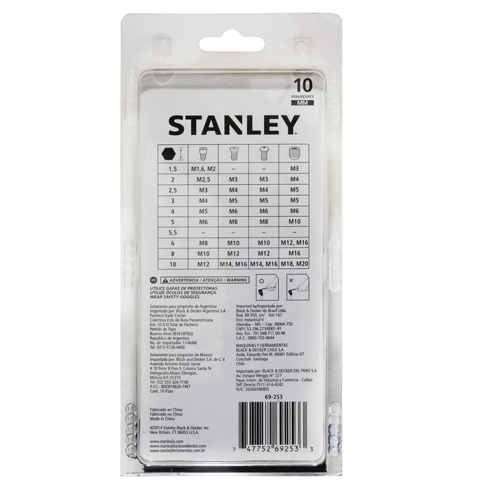 Stanley Juego De Llaves Allen 1.5 10Mm X 10 Piezas