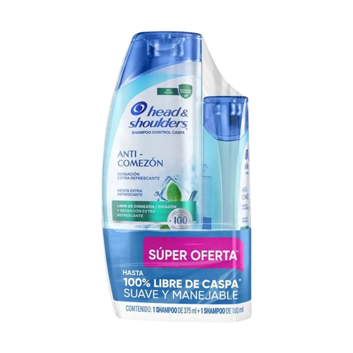Pack Shampoo Head And Shoulders Anti-Comezon Menta X 375Ml+180Ml