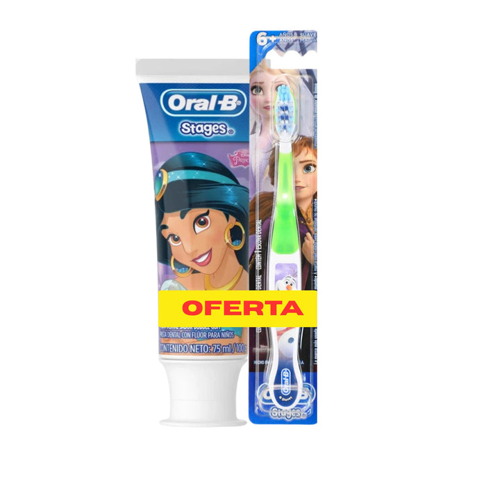 Pack Cepillo Stages+Pasta Dental Oral B Bubble Gum X 75Ml