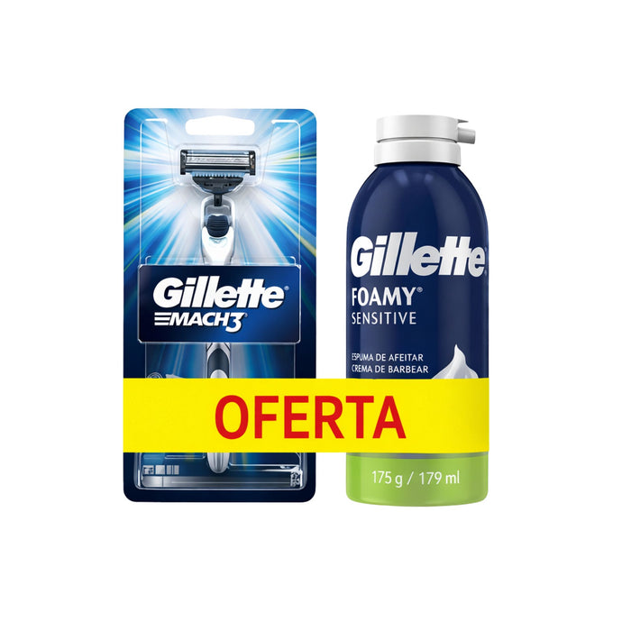 Gillette Pack Maq Mach 3 + Espuma Sensitive X 179Ml