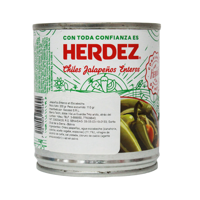 Herdez Chiles Jalapenos Enteros X 200G