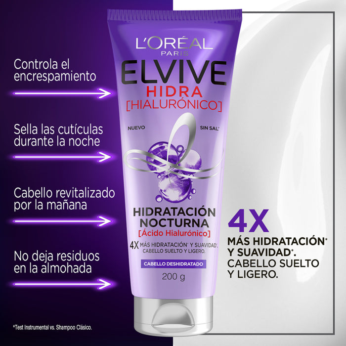 Mascarilla Elvive Nocturna Hidra Hialurónico - Cabello Deshidratado X 200Ml