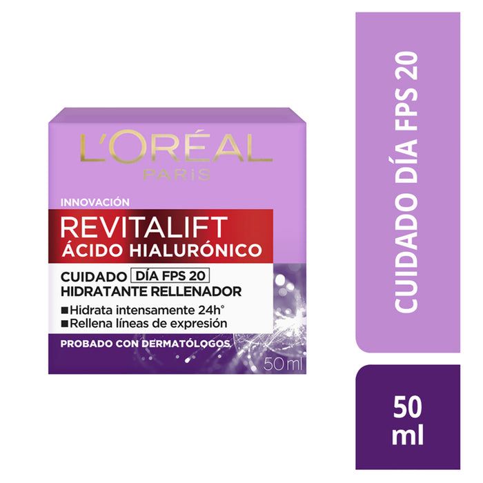 Crema Facial L'oréal Ácido Hialurónico - Para Día X 50Ml