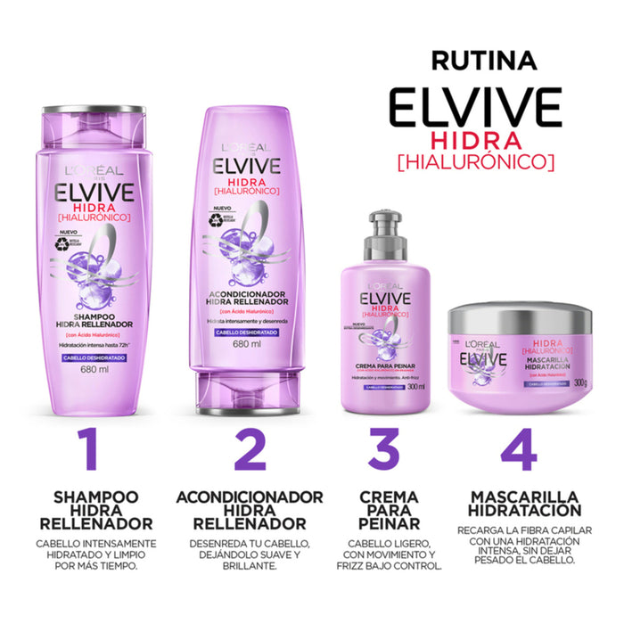 Crema Para Peinar Elvive Hidra Hialurónico - Cabello Deshidratado X 300Ml