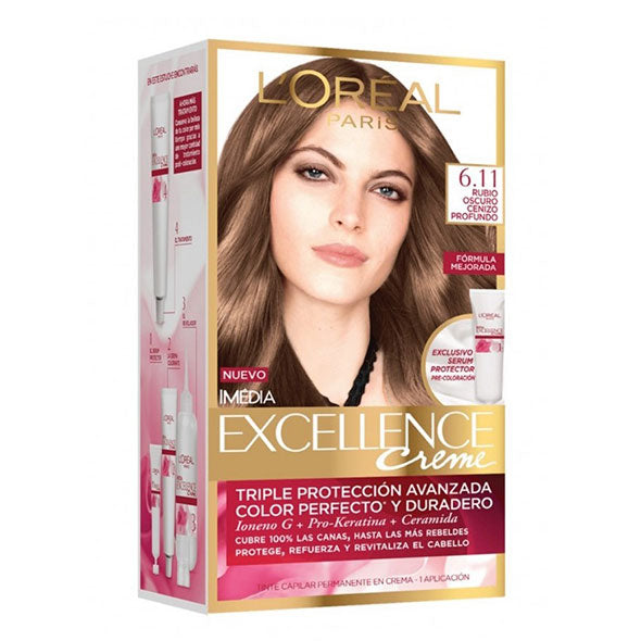 Excellence Tinte 6.11 Rubio Oscuro Ceniza Profundo X Unidad