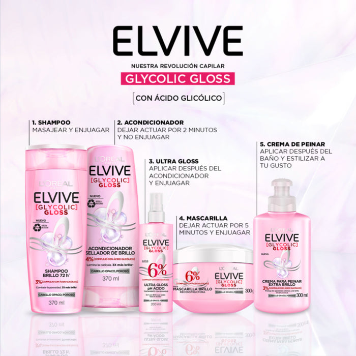 Crema De Peinar Elvive Glycolic Glosuperstay - Cabello Opaco X 300Ml