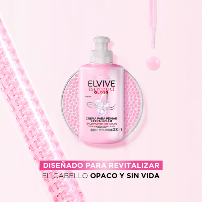 Crema De Peinar Elvive Glycolic Glosuperstay - Cabello Opaco X 300Ml