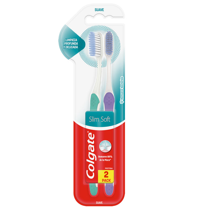 Cepillo Colgate Cerdas Suaves Slim Soft X 2 Unidades