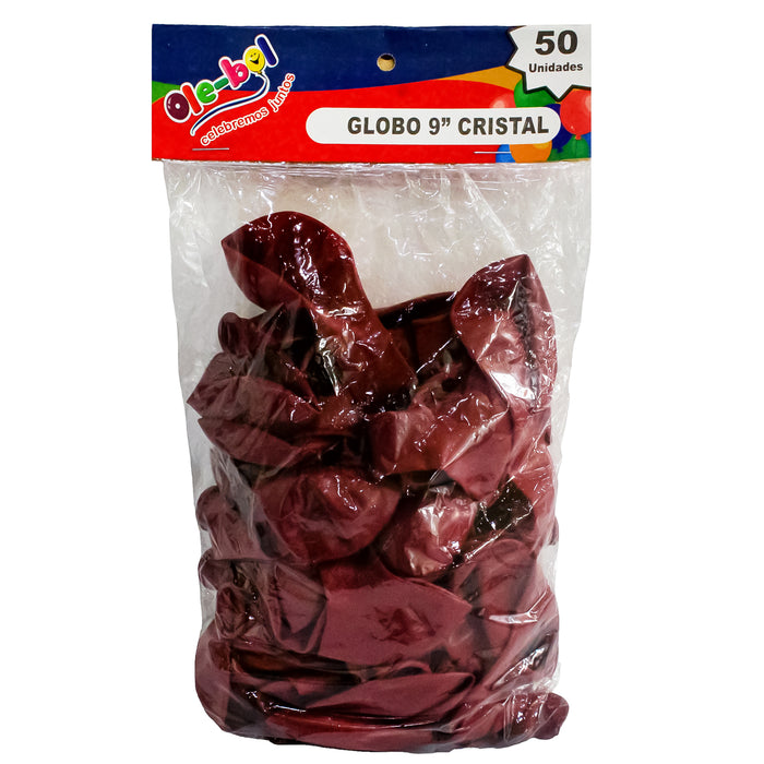 Olebol Divertiglobo 9 Cristal X 50 Unidades Rojo