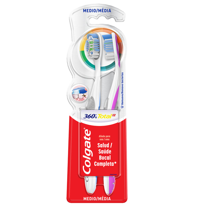 Colgate Cepillo de dientes para adultos 360, 4 unidades (paquete de 1)