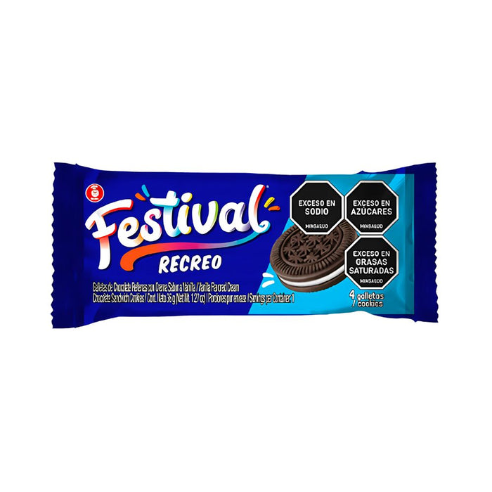 Galletas Rellenas Festival Recreo Chocolate X 36G