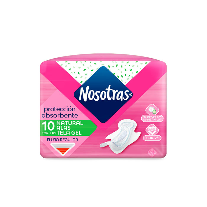 Nosotras Natural Alas Tela Gel X 10 Unidades