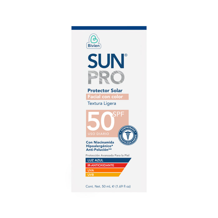 Protector Solar Facial Sunpro Crema Con Color Spf 50 X 50Ml