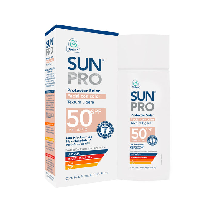 Protector Solar Facial Sunpro Crema Con Color Spf 50 X 50Ml