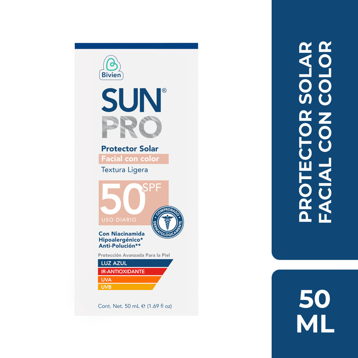 Protector Solar Facial Sunpro Crema Con Color Spf 50 X 50Ml
