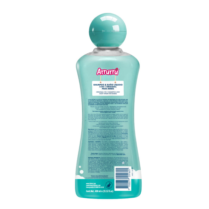 Shampoo Y Baño Líquido 2 En 1 Arrurrú Original X 400 Ml