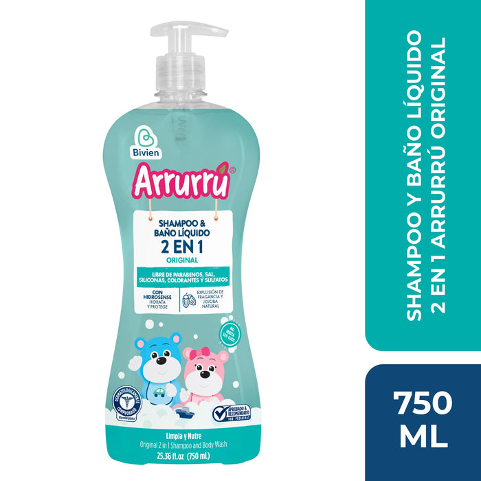 Shampoo Y Baño Líquido 2 En 1 Arrurrú Original X 750 Ml