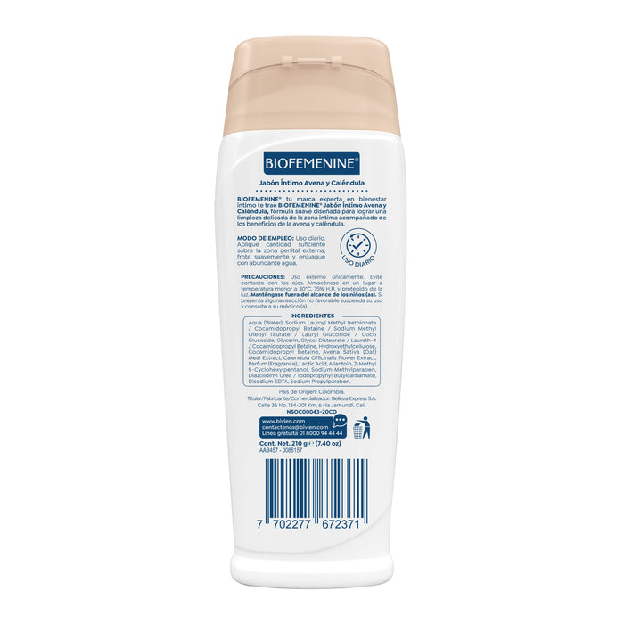 Jabón Íntimo Biofemenine Avena Y Caléndula X 210G