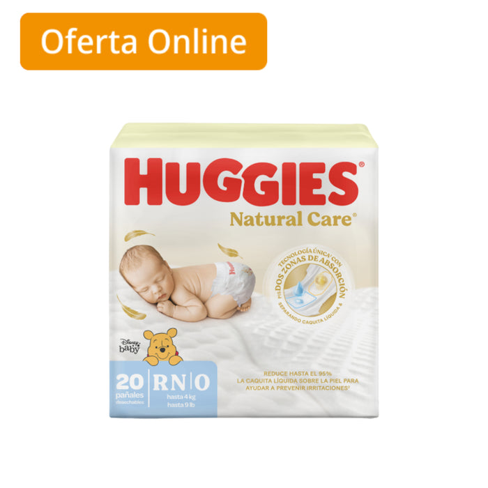 Pañales Natural Care Recién Nacido Huggies Hasta 4Kg X 20 Unidades