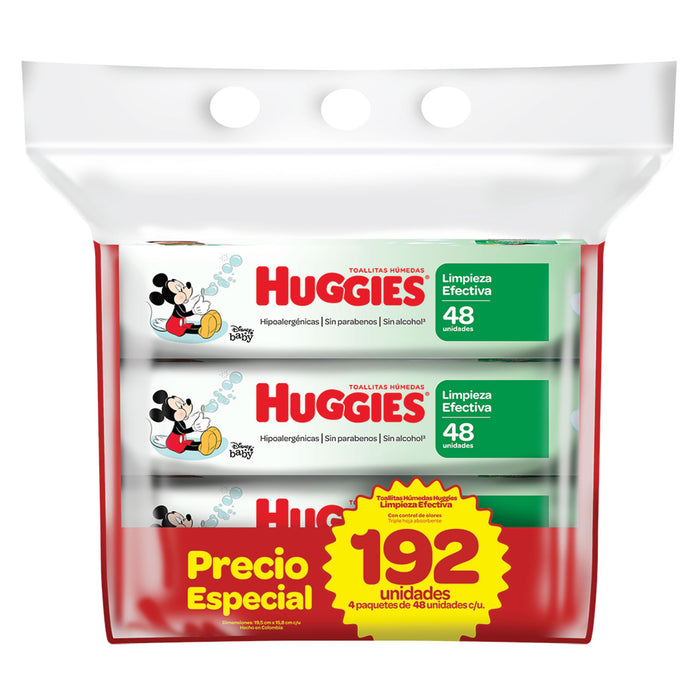 Huggies Toallitas Húmedas Limpieza Efectiva X 192 Unidades