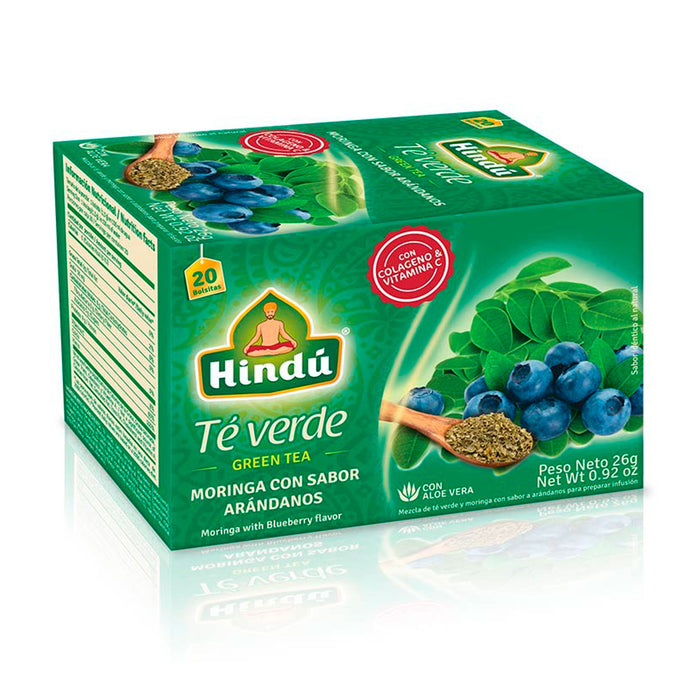 Hindu Te Verde Moringa Con Sabor Arandanos X 20 Unidades