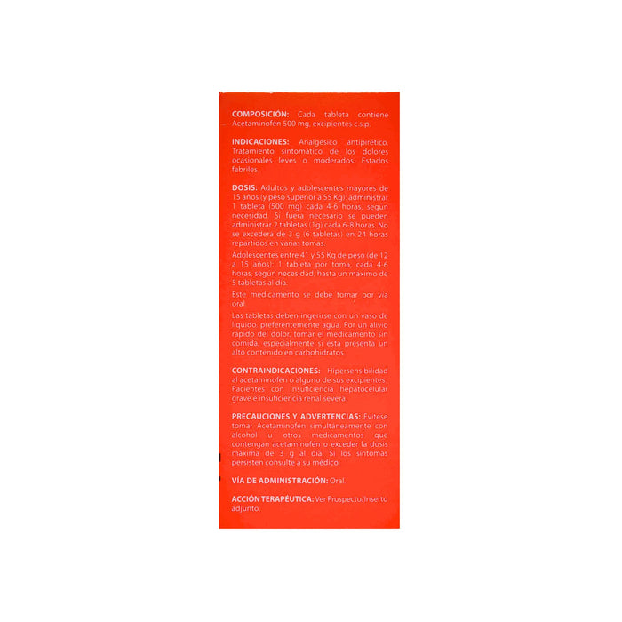 Tempdol-Letic Paracetamol 500Mg Farmacorp X Tableta