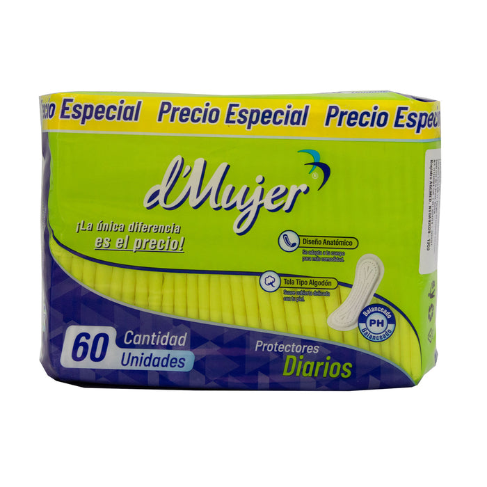 D Mujer Protectores Diarios Tipo Algodon X 60 Unidades