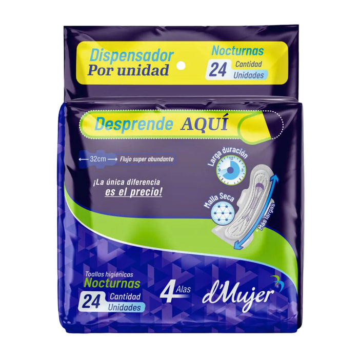 Toallas Higiénicas D Mujer Nocturnas 4 Alas X 24 Unidades