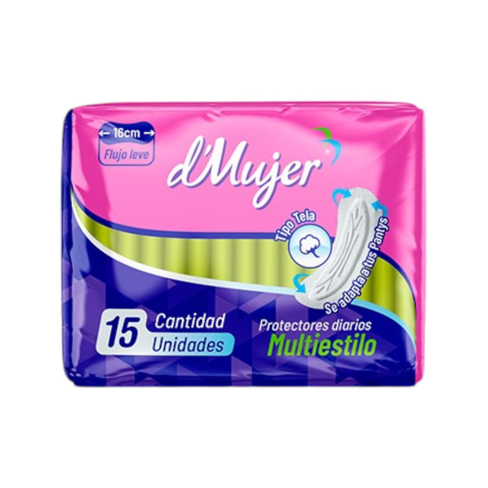 D Mujer Protectores Diarios Multiestilos Tipo Tela X 15 Unidades