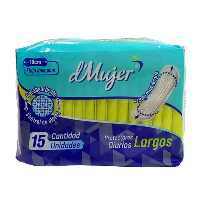 D Mujer Protectores Diarios Largos Tipo Algodon X 15 Unidades