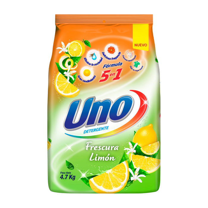 Detergente Uno En Polvo Frescura De Limón X 4.7Kg