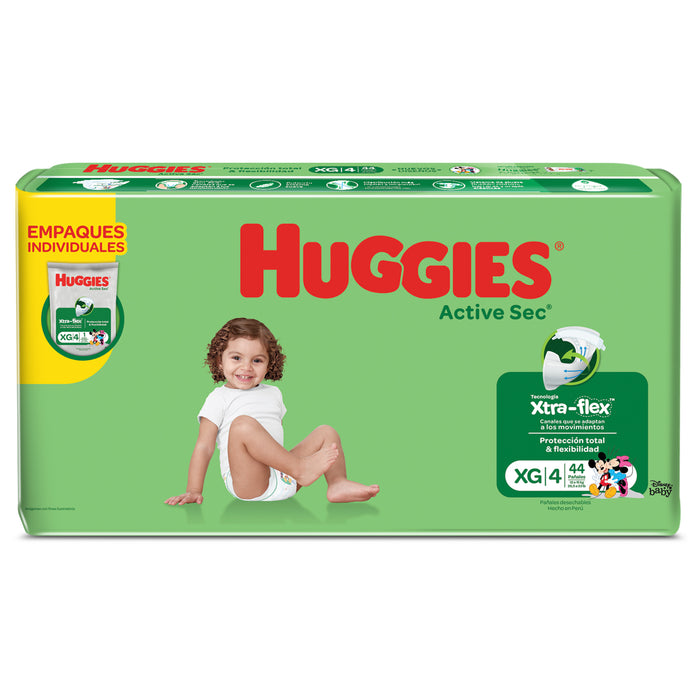 Pañales Active Sec Huggies Verde Talla Xg X 44 Unidades