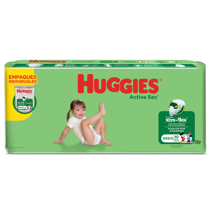 Pañales Active Sec Huggies Verde Talla Xxg X 40 Unidades